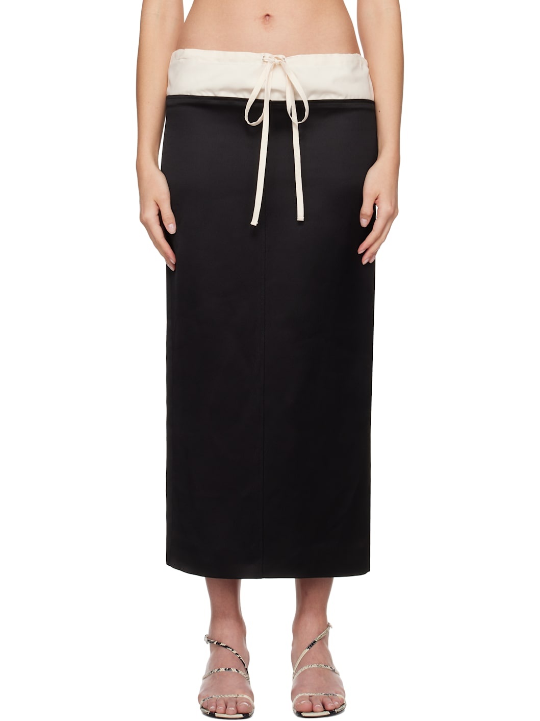 Black & Off-White Chet Midi Skirt - 1