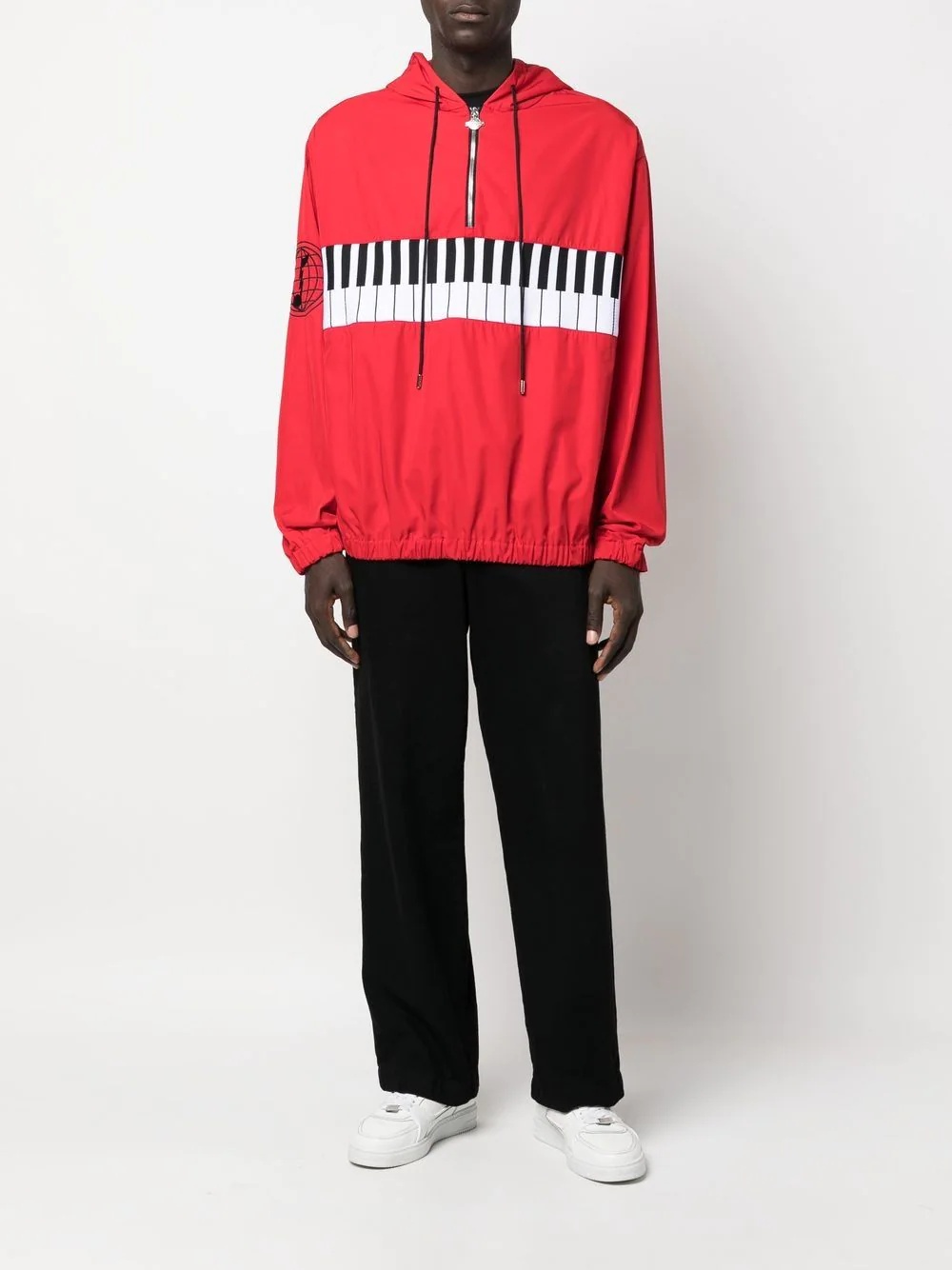 piano-print half-zip jacket - 2