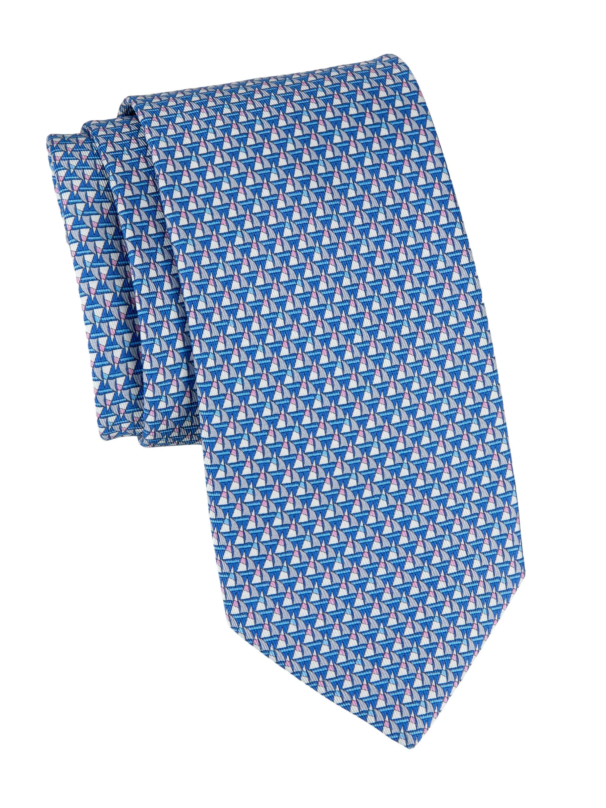 Men's Ancora Sailboat Silk Tie - Azzurro - 1