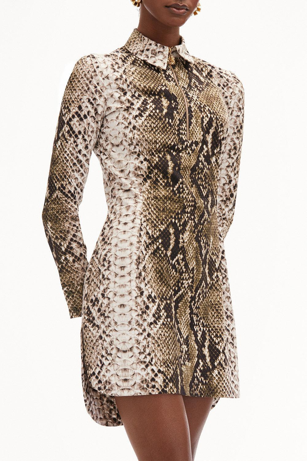Snake Poplin Shirt Dress - 3
