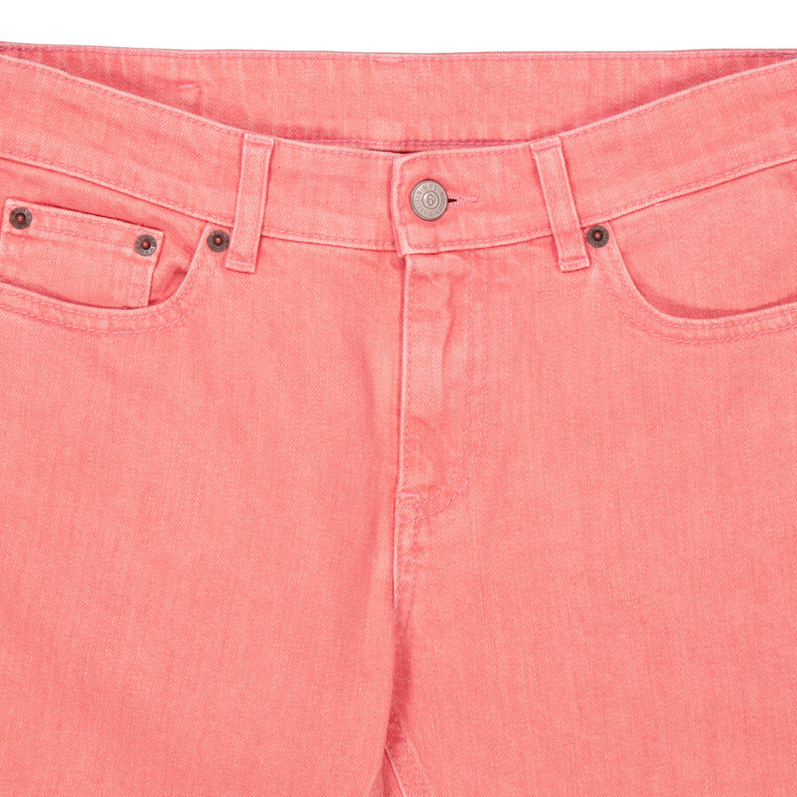 Mm6 Ladies Pink Flared Cropped Jeans - 7