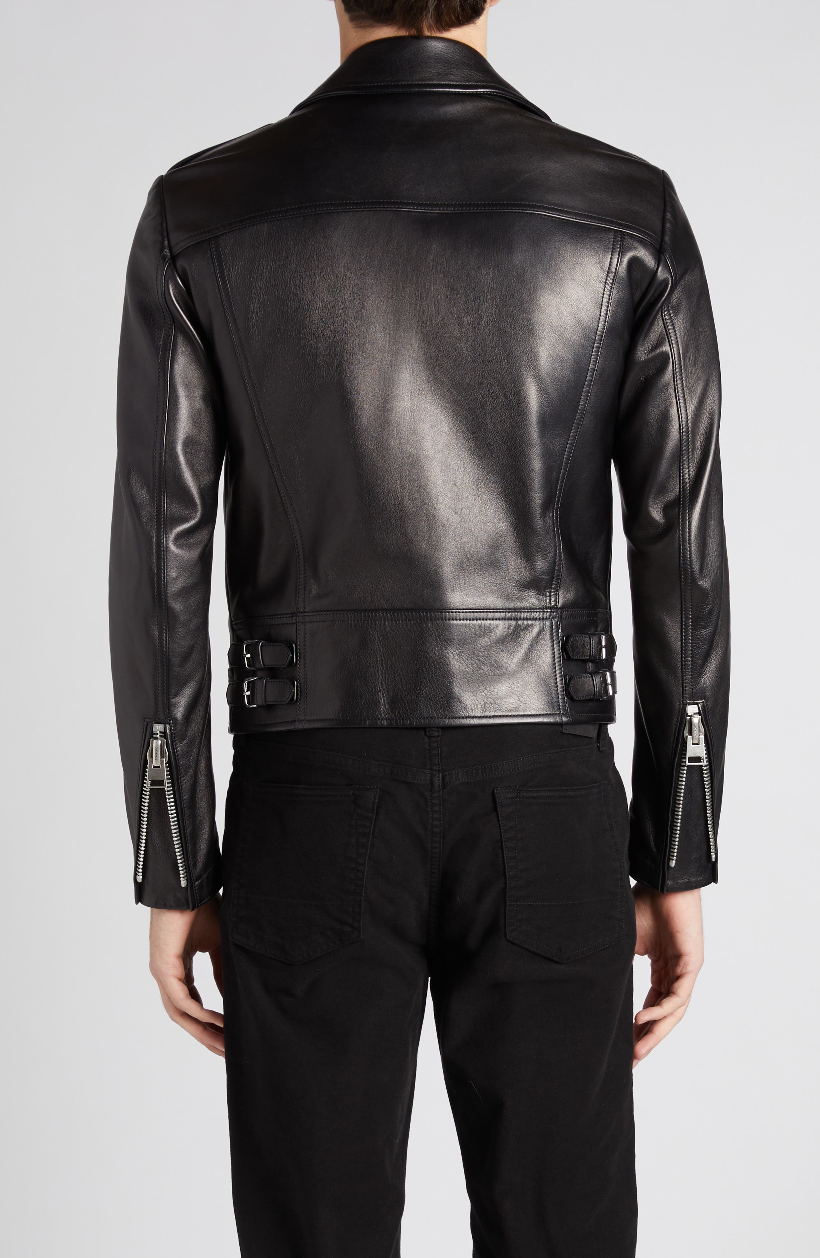 Quilted Lining Lambskin Leather Biker Jacket - 3