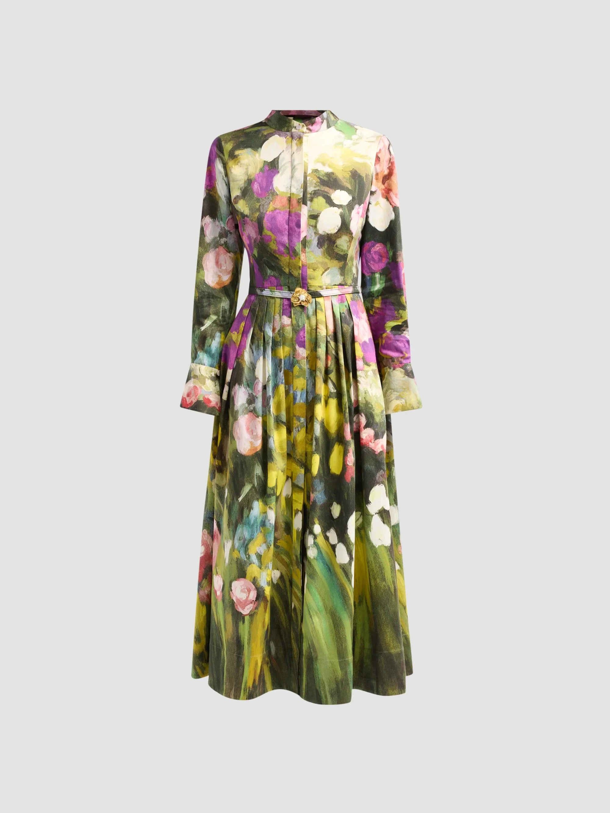 Women's Abstract Garden Poplin Sateen Dress - Garden Multi - 1