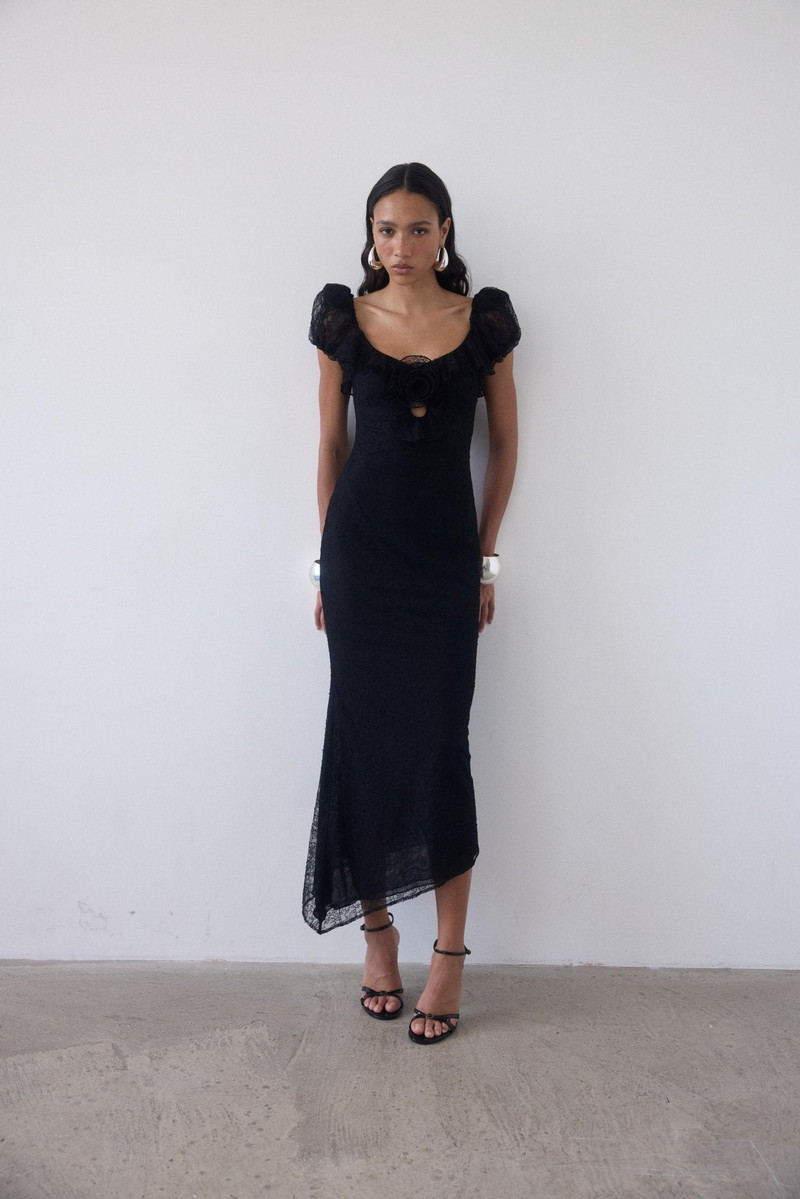 EDEN MIDI DRESS IN BLACK LACE 3