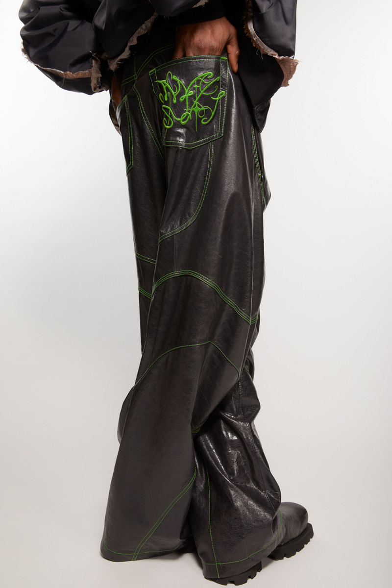 Leather embroidered trousers - Anthracite grey 5