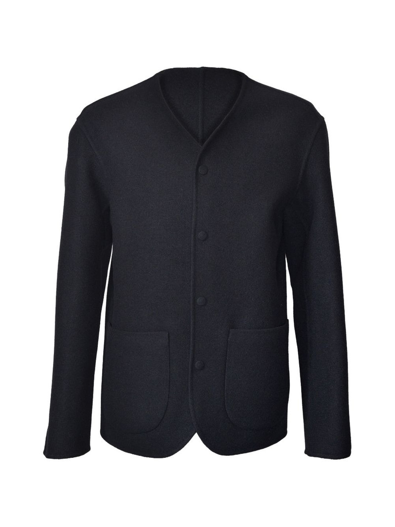 collarless V-neck jacket 1