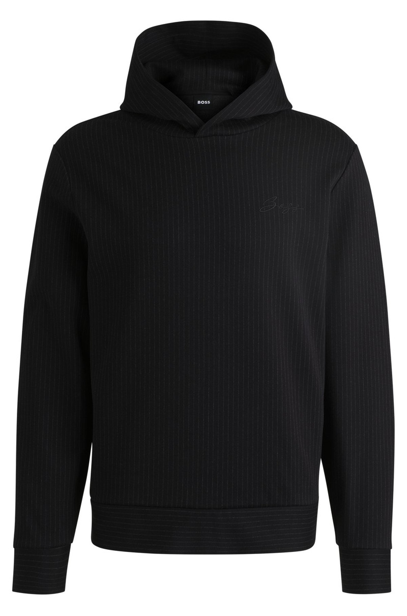 REGULAR-FIT HOODIE IN A PINSTRIPE COTTON 1
