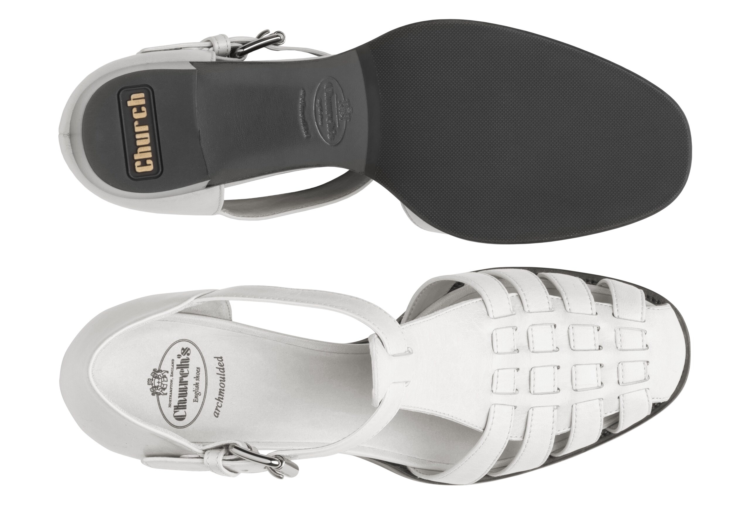 Kelsey 50
Shine Calf Leather Mid Heel Sandal White - 3