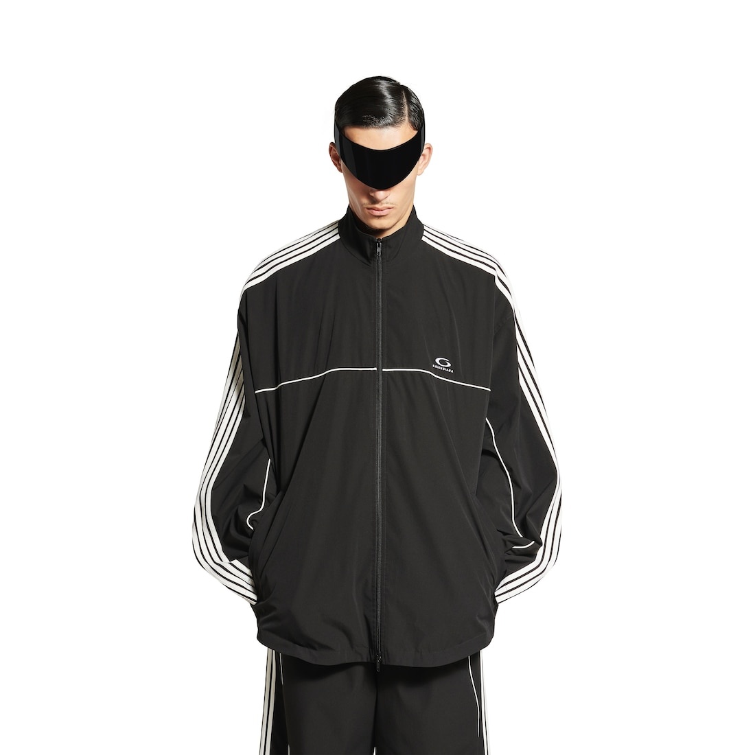 Men's Large Tracksuit Jacket in Black - 5