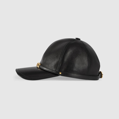 GUCCI Leather baseball hat with Gucci detail outlook