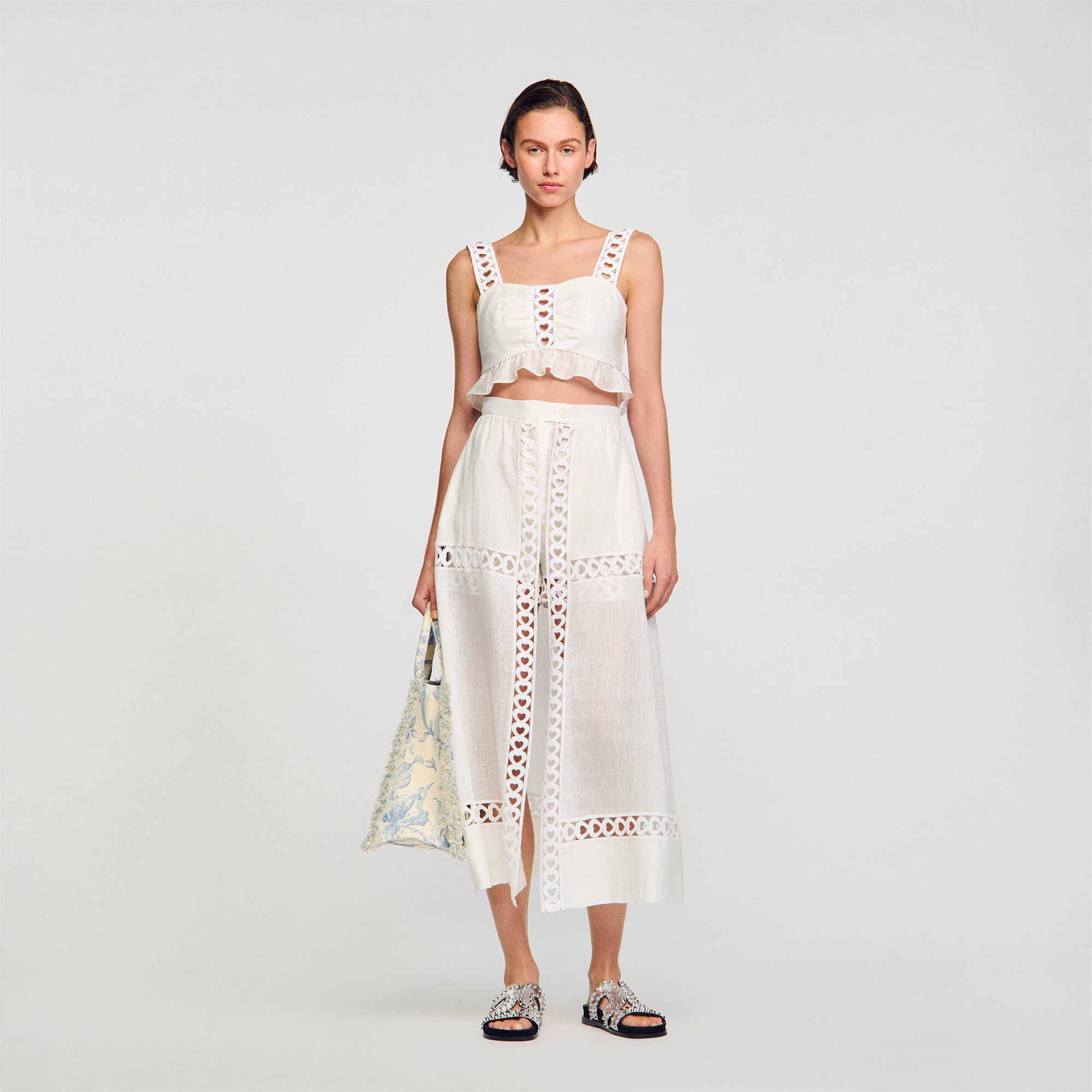 LONG LINEN-BLEND SKIRT WITH SHORTS - 2