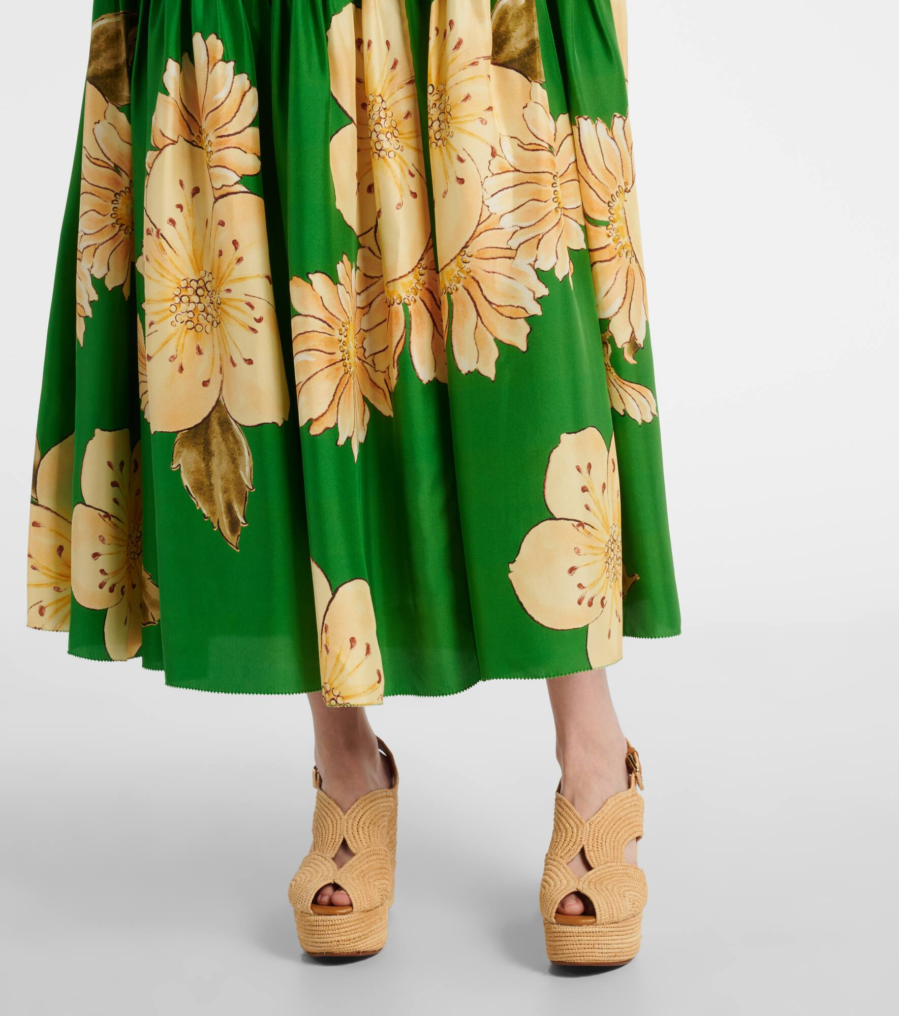Sage floral silk midi dress - 6