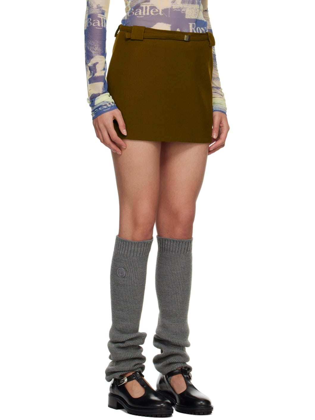 Khaki Belted Miniskirt - 2