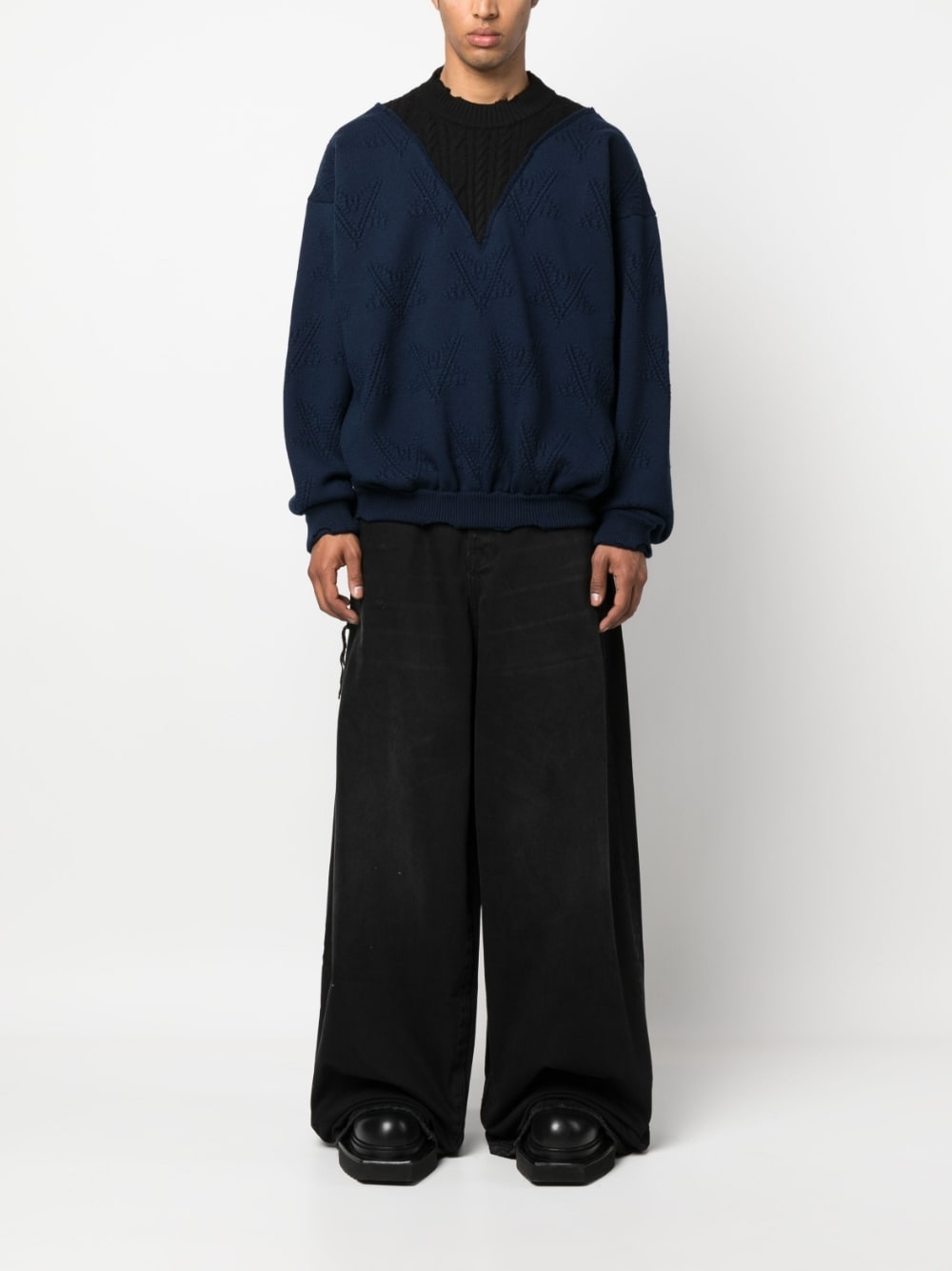 distressed-effect merino jumper - 2