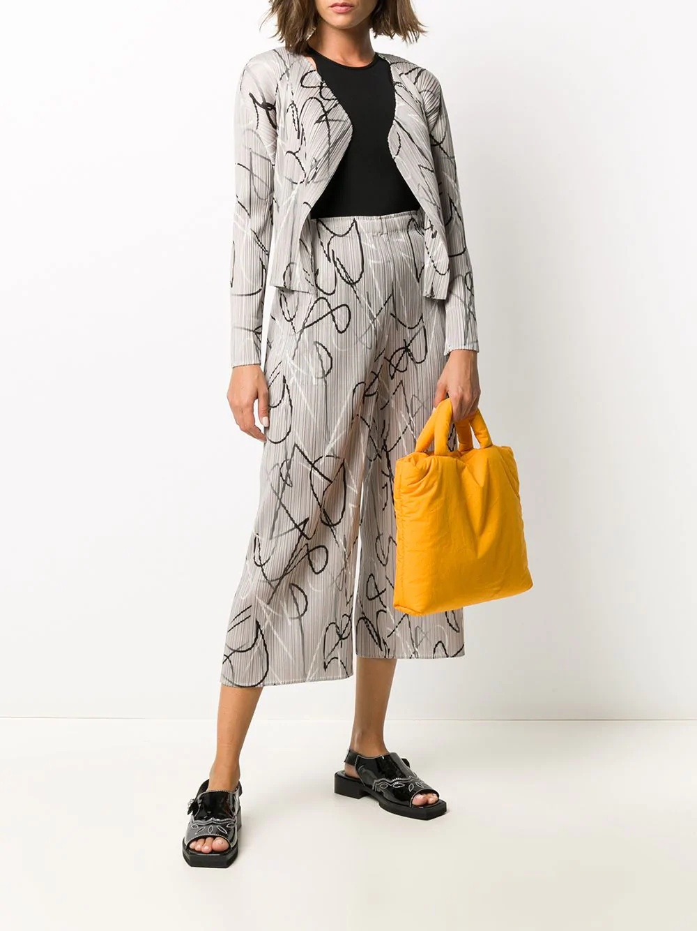 abstract print pleated trousers - 2