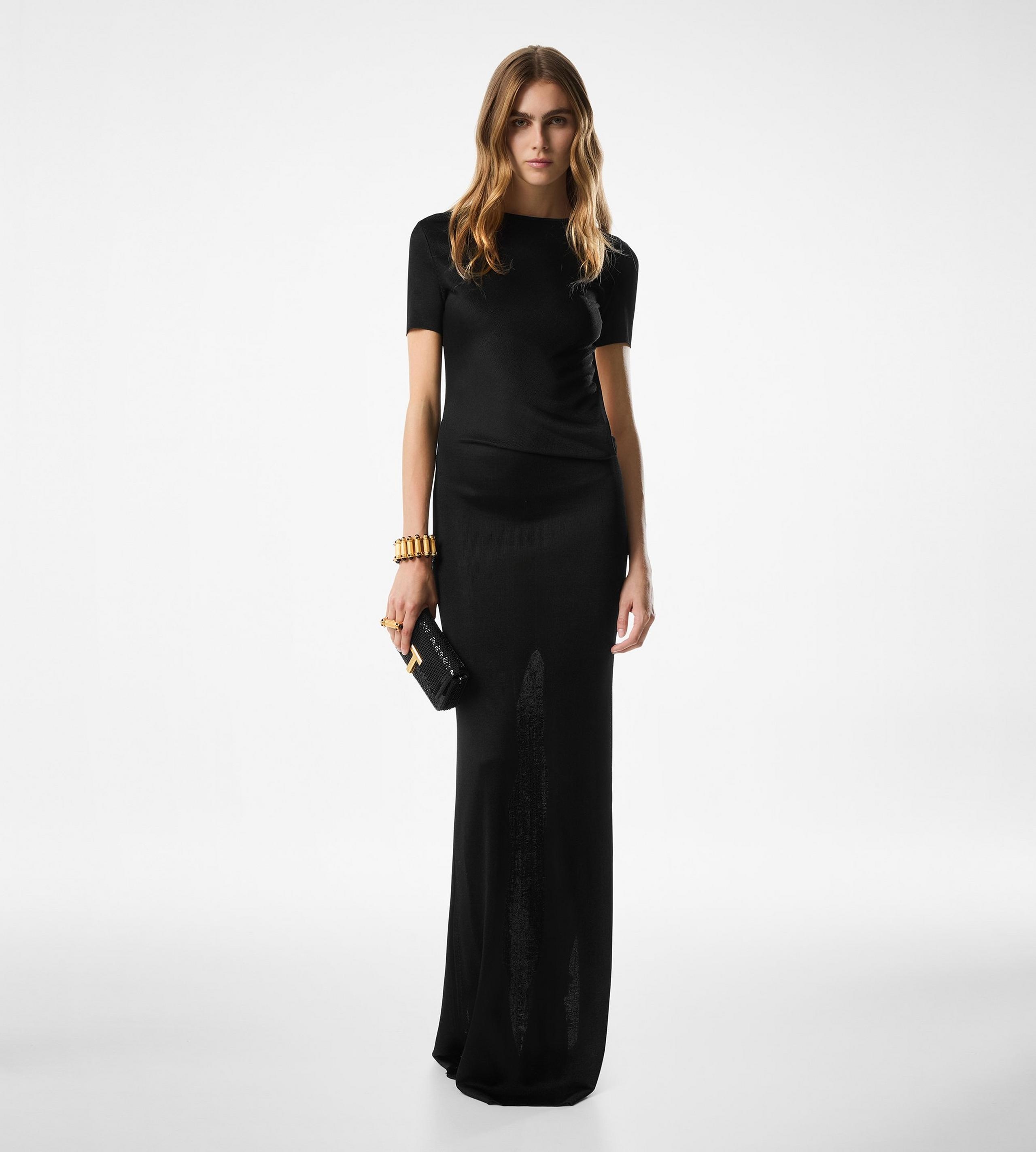 LONG DRESS WITH CUT OUT AND CHAIN CLOSURE - 3