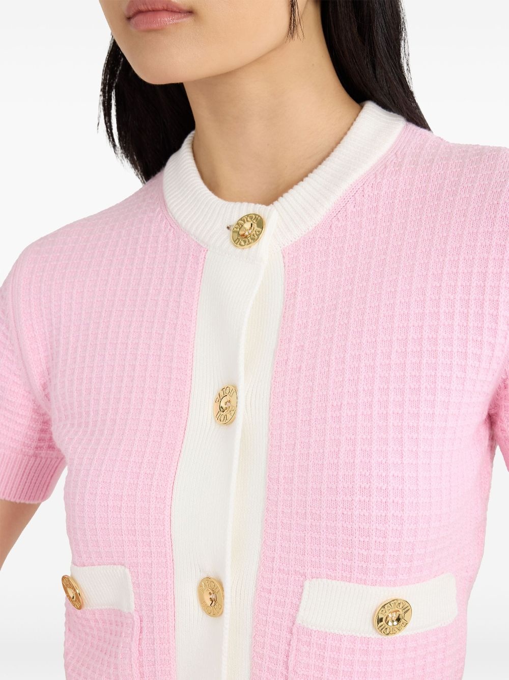 cropped waffle-knit cardigan - 5