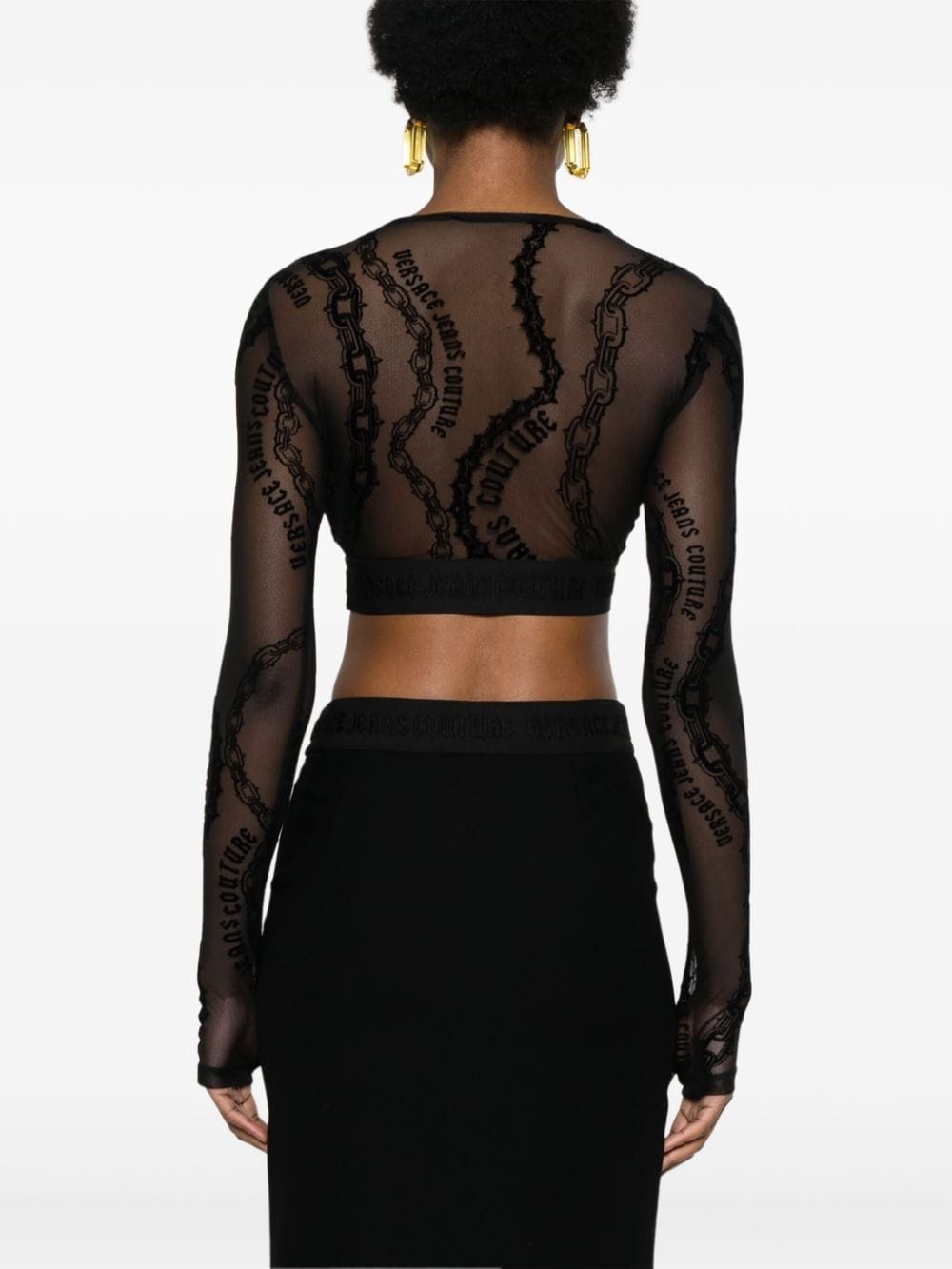Chain Couture-flocked top - 4