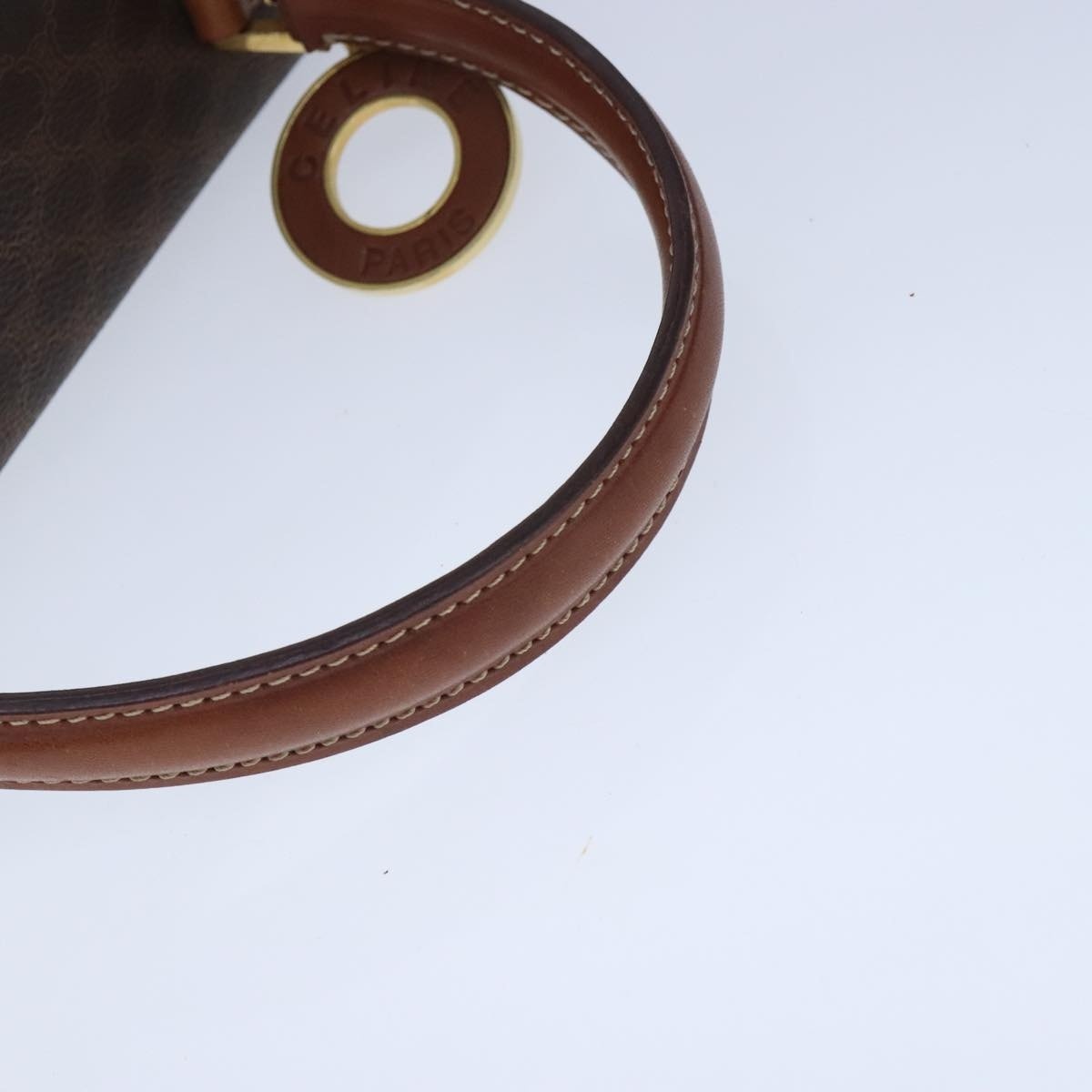 CELINE Macadam Canvas Hand Bag Pvc Leather Brown Gold - 7