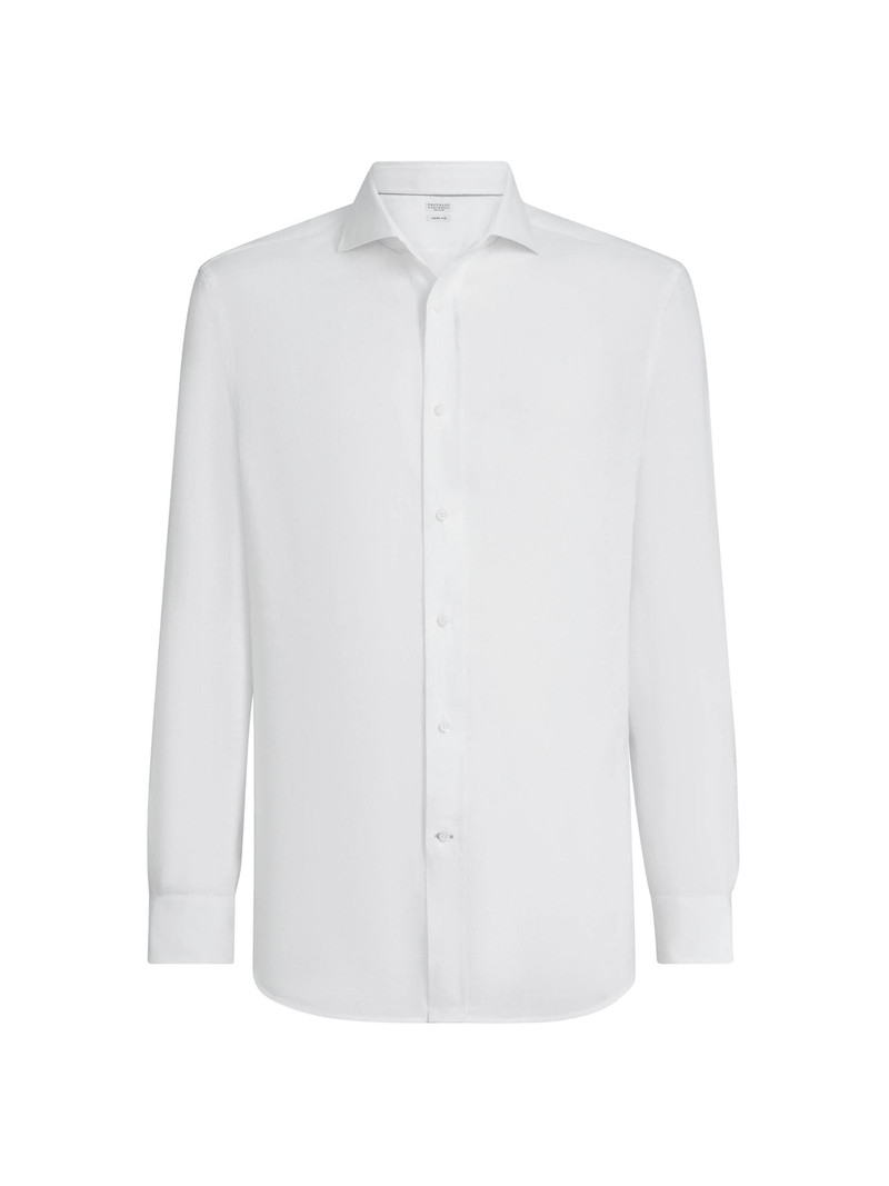 Men's Linen Easy Fit Shirt with Spread Collar - White 1