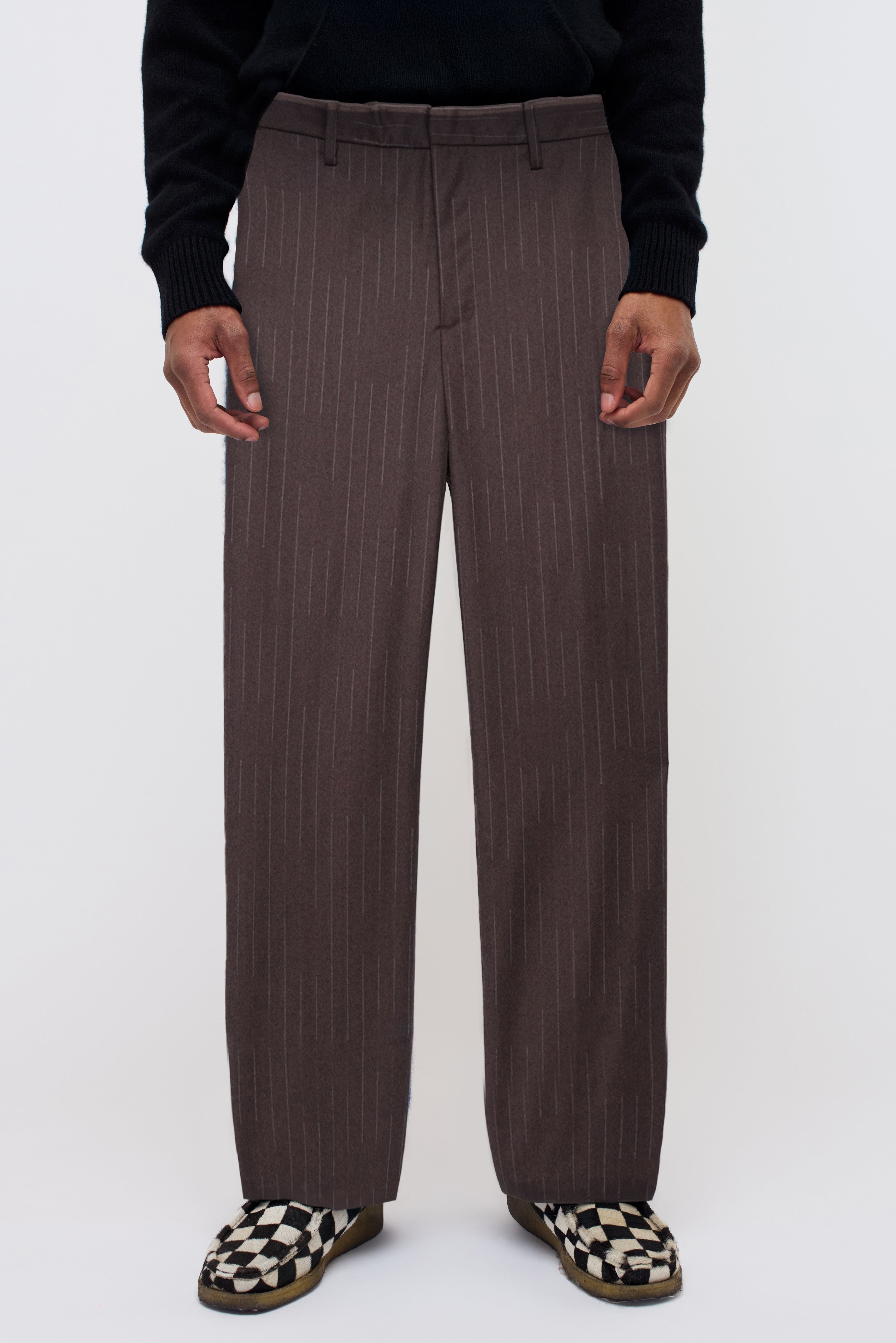 CHALKSTRIPE FLAT FRONT TROUSER - 3