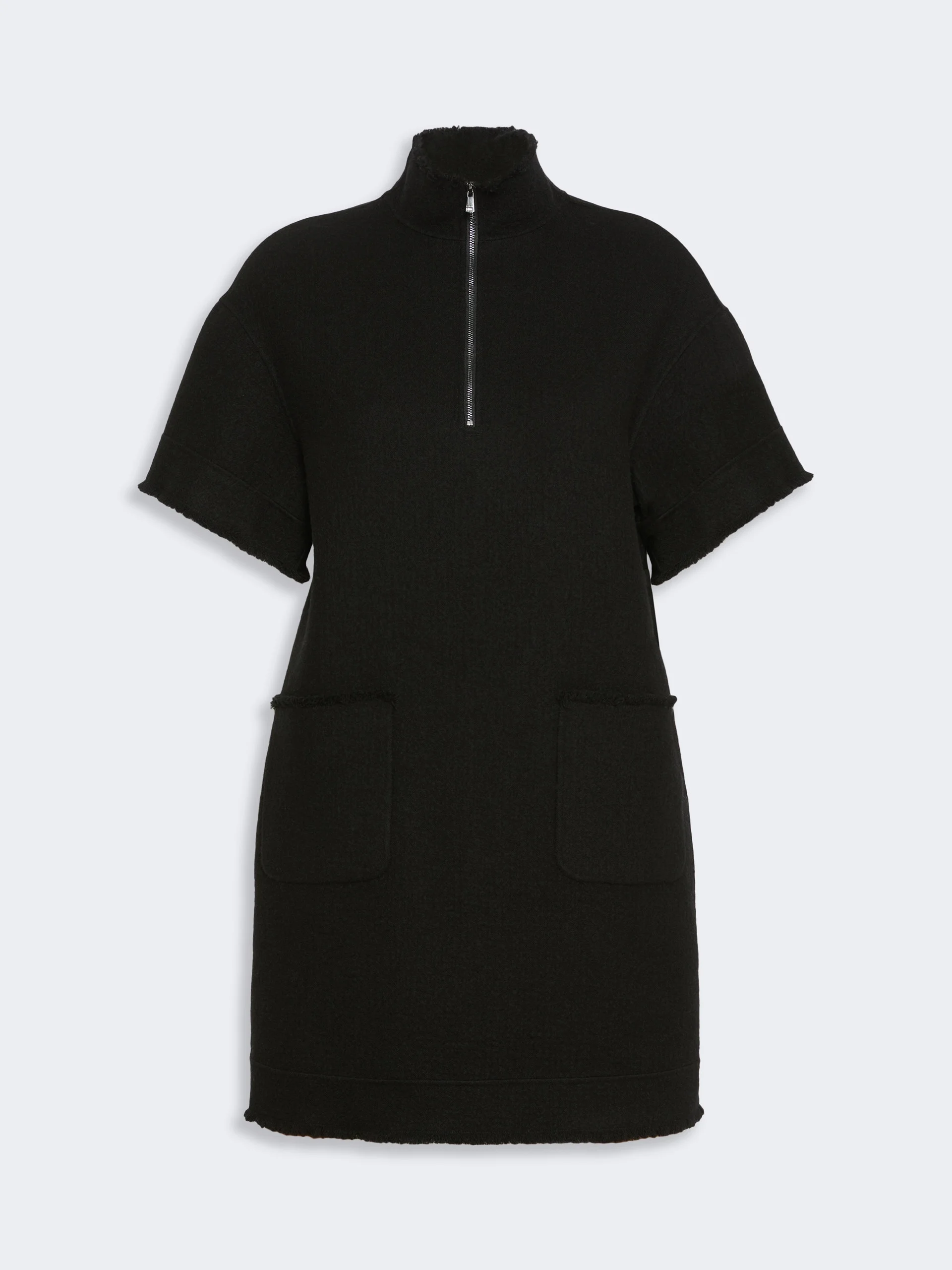 SAVANA Wool jersey sweatshirt dress - BLACK - 1