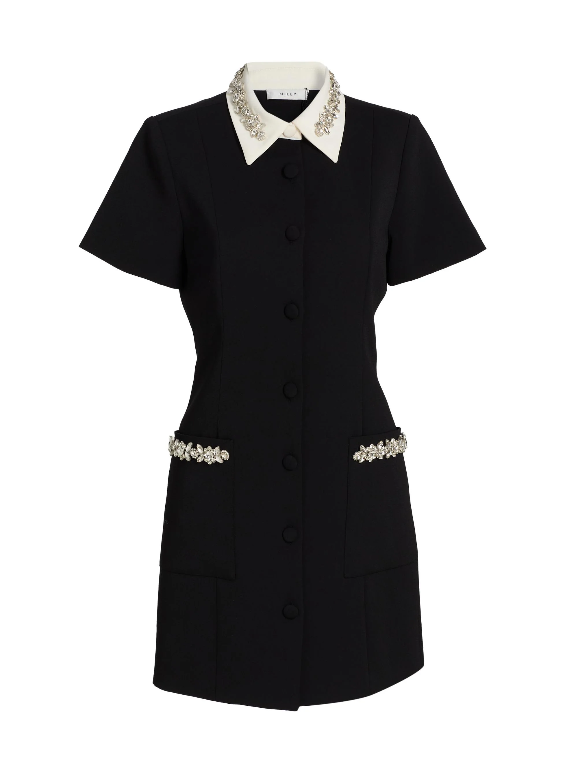 Women's Sheelah Embellished Crepe Minidress - Black White - 1