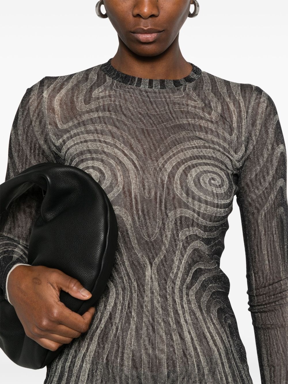 spiral-print mesh top - 5