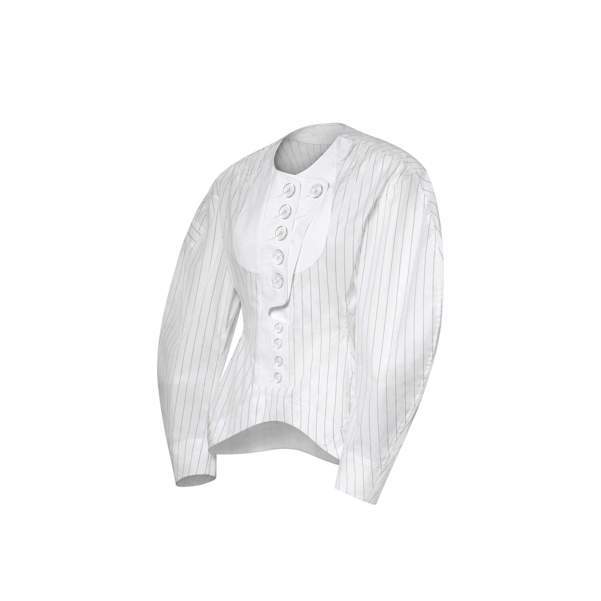Bib Front Striped Blouse - 2