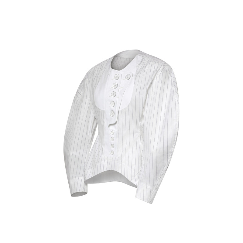 Bib Front Striped Blouse 2