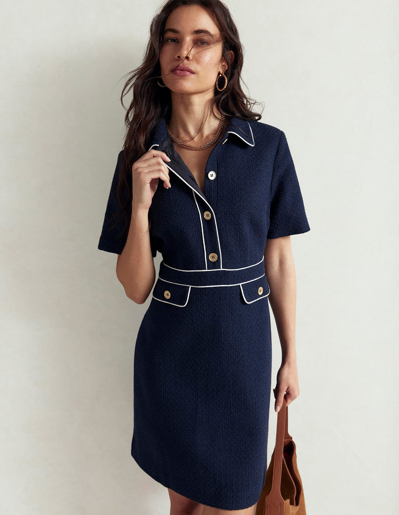 Eda Cotton Shift Dress-Navy 6