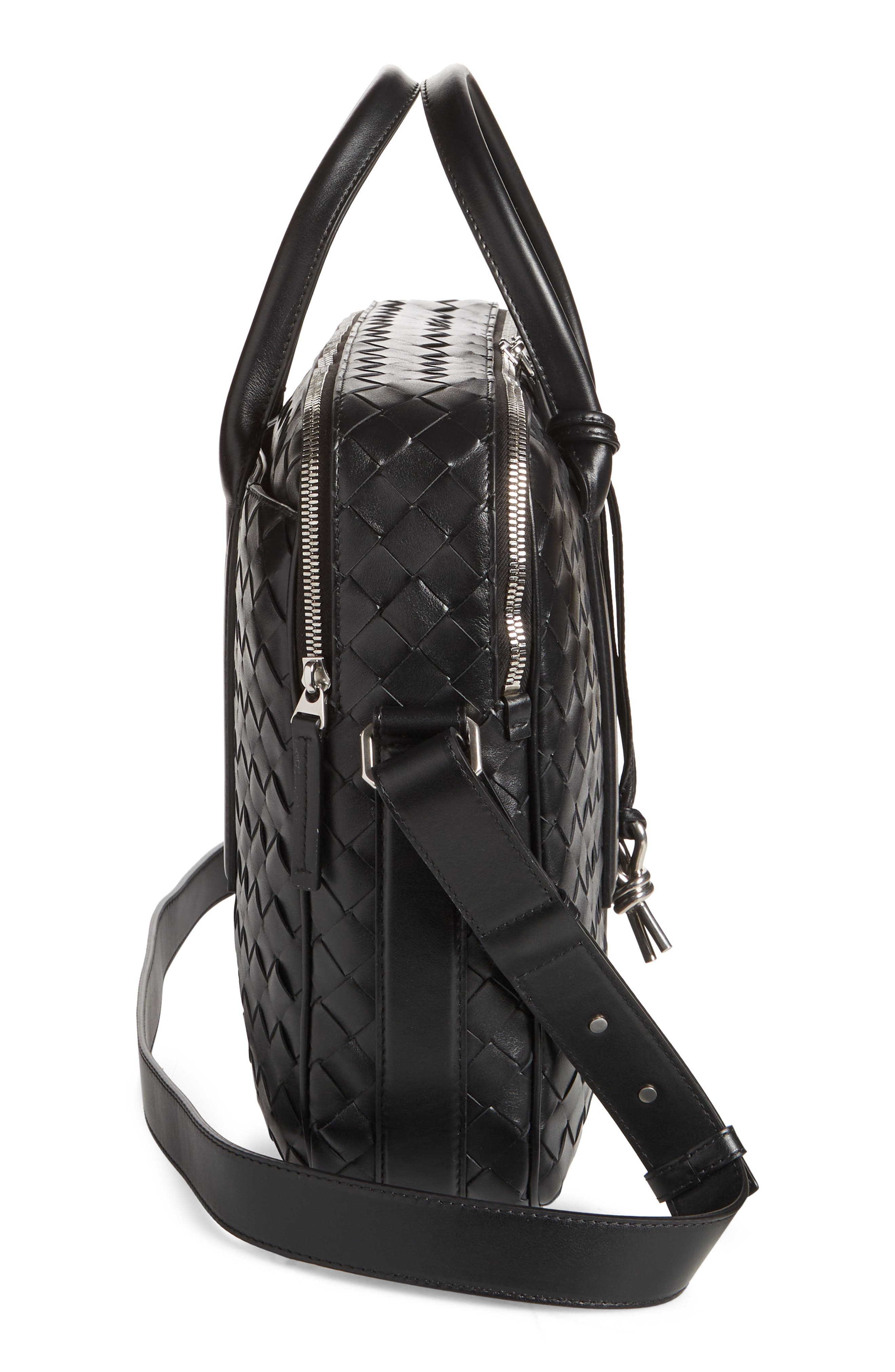 Bottega Veneta Large Getaway Intrecciato Leather Briefcase in 8803 Black/Silver at Nordstrom - 4