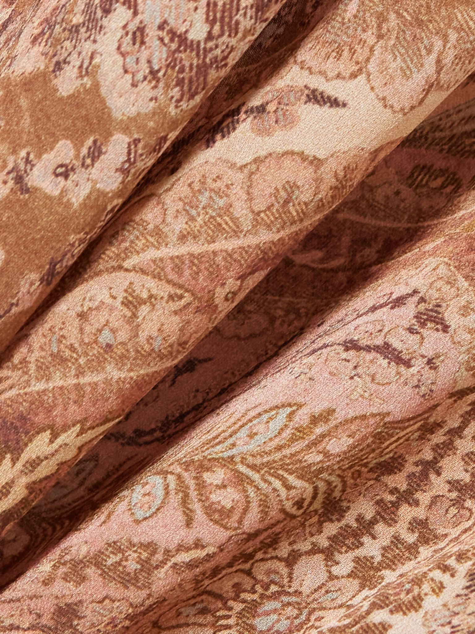 Paisley-print silk-satin shirt Cream - 6