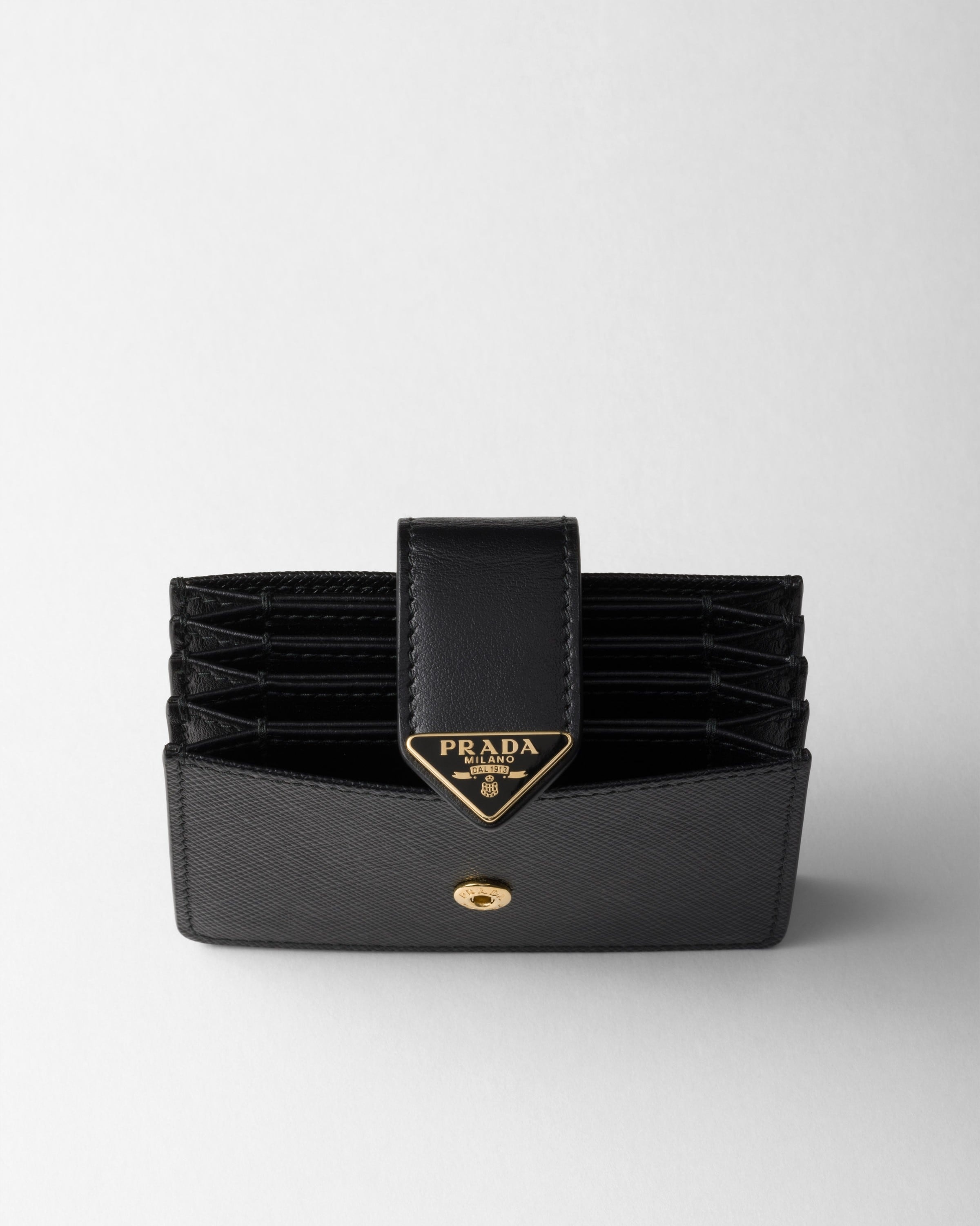 Saffiano and smooth leather card holder ★関税込 Natural Saffiano and smooth leather card holder | PRADA