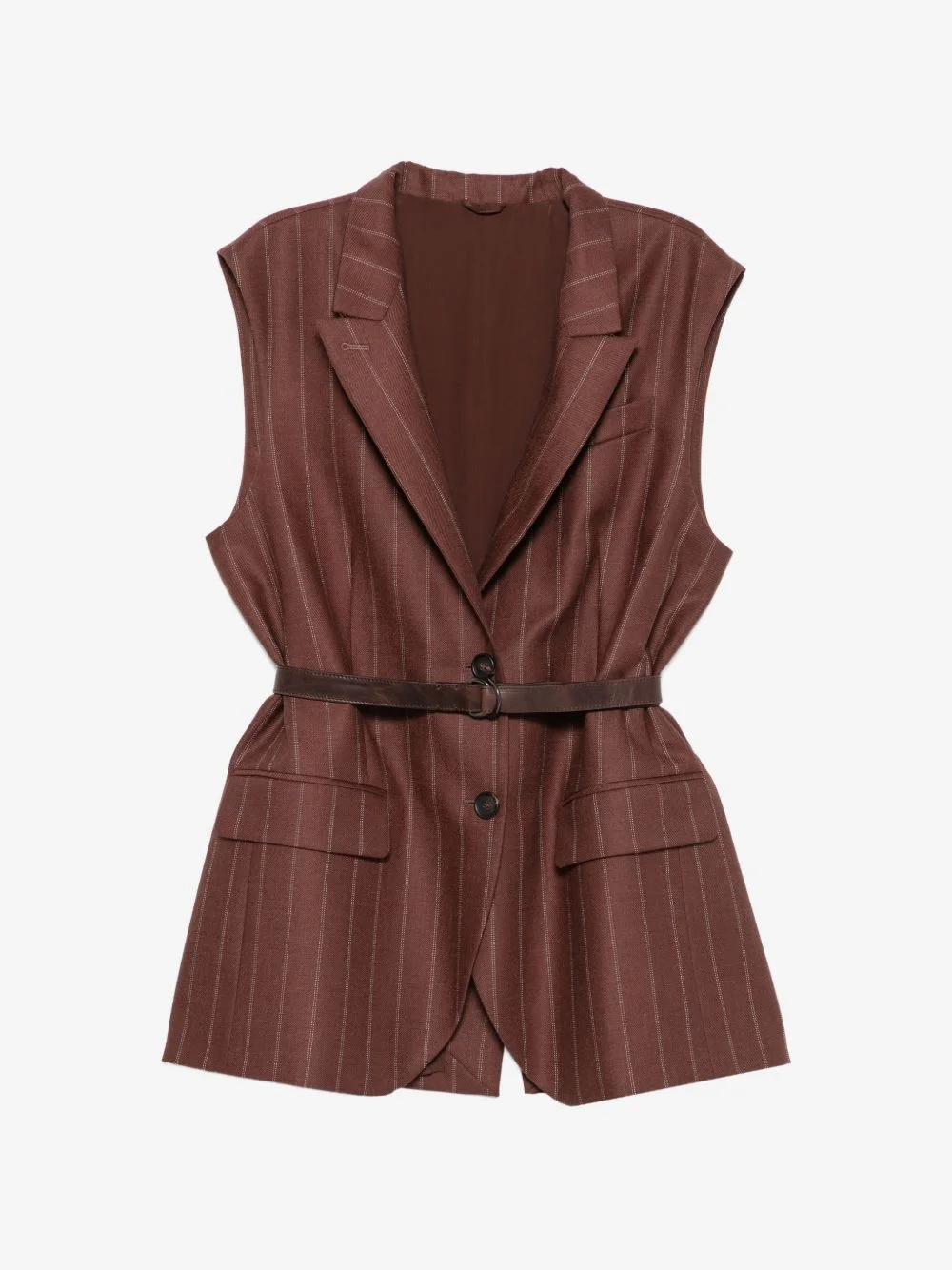 pinstripe-pattern sleeveless vest - 1
