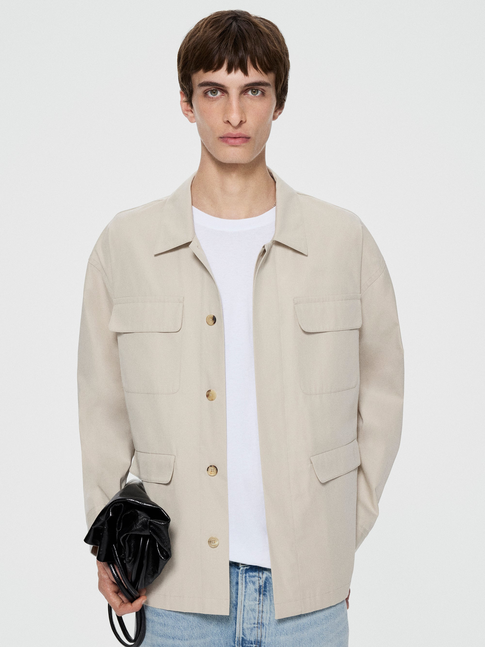 Light Multi Pocket Jacket in Light Beige - 2