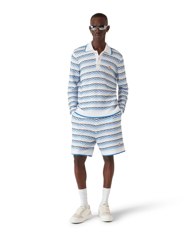 CASABLANCA Tuck Stitch Long Sleeve Polo Shirt outlook