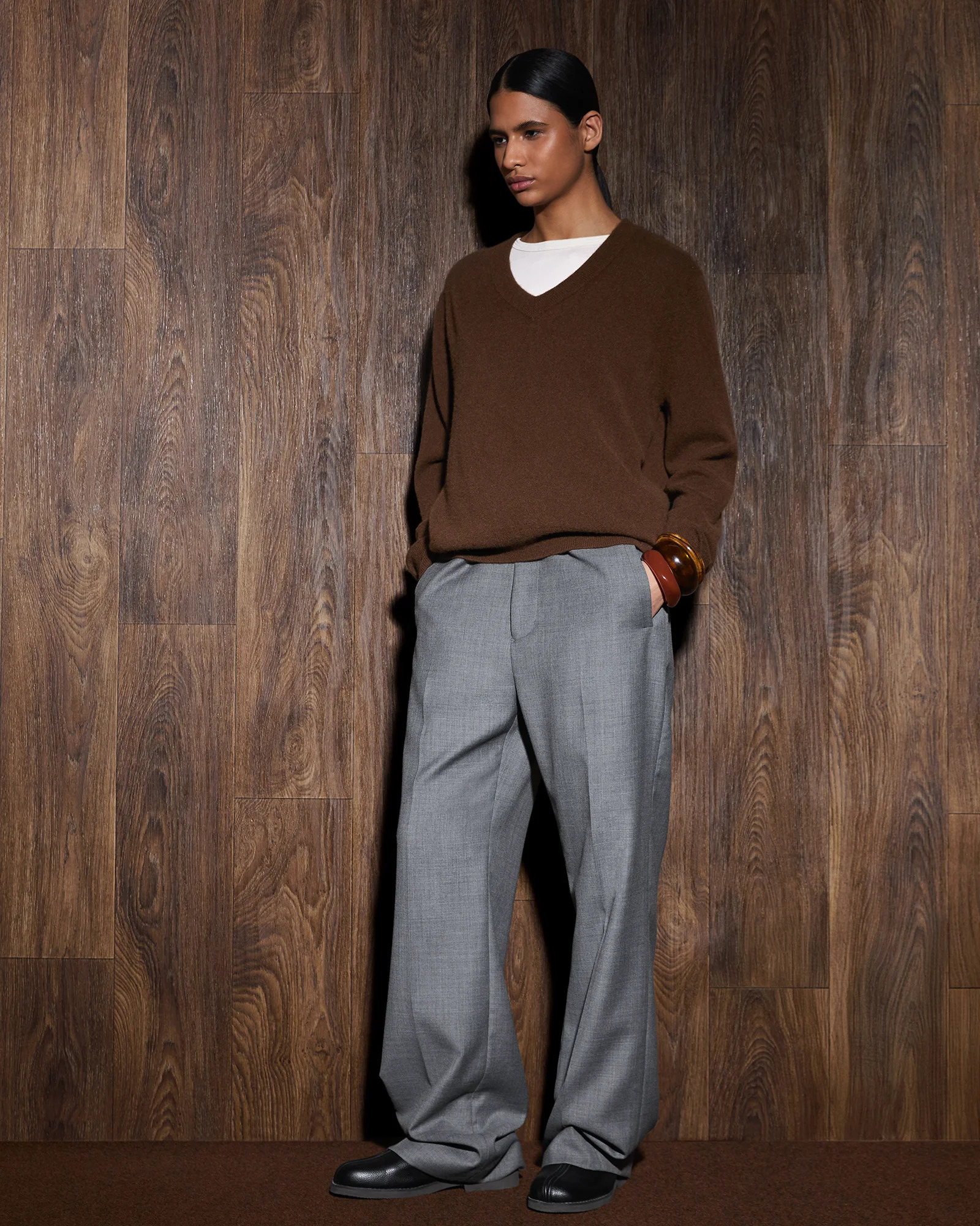 KNIT V-NECK CEDAR - 5