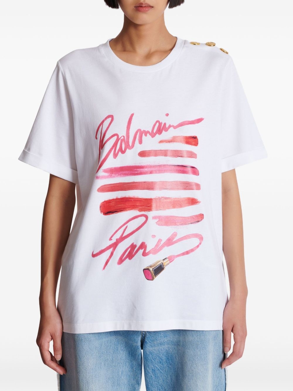 Lipstick-print T-shirt - 5