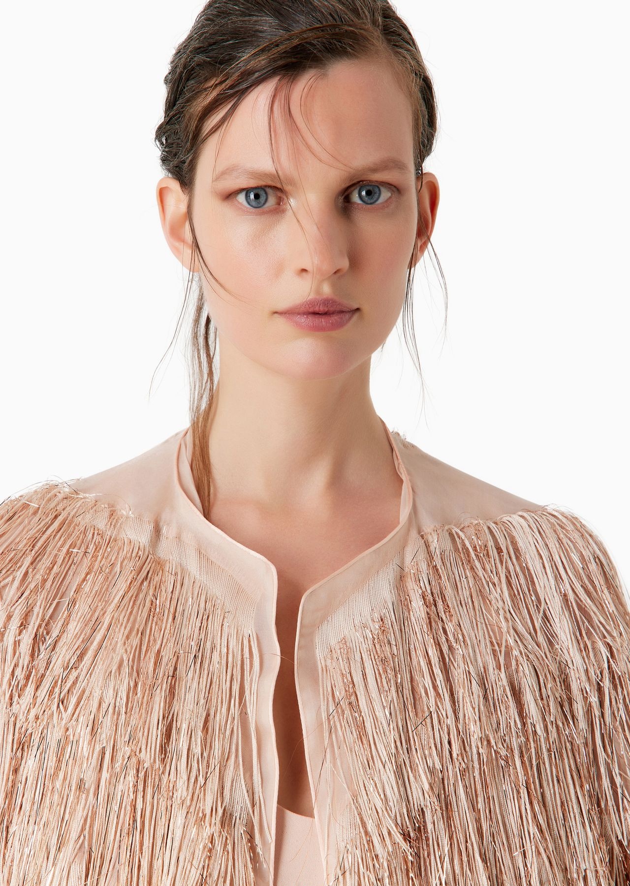 Silk-blend cape with fringes - 5