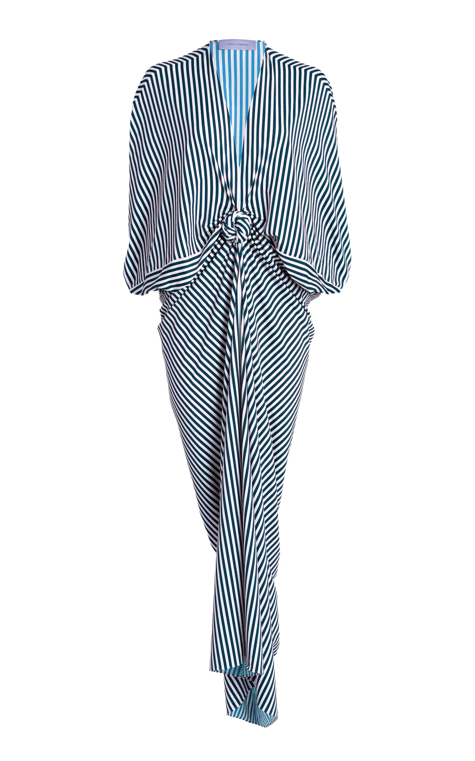 Fiore Gathered Crepe Tunic Maxi Dress stripe - 1