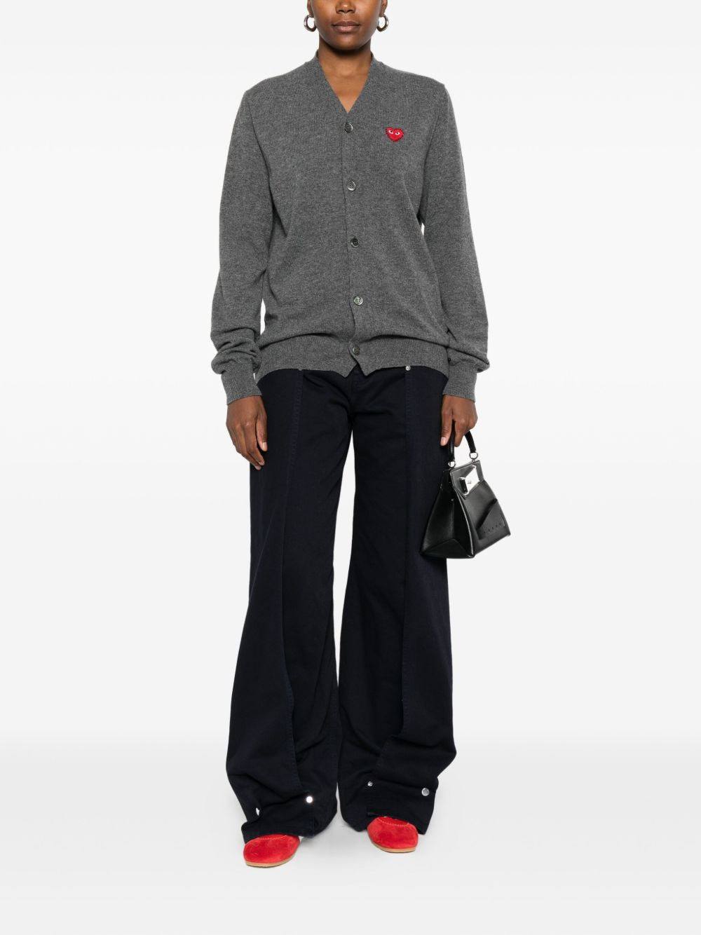 logo heart-emblem V-neck cardigan - 2