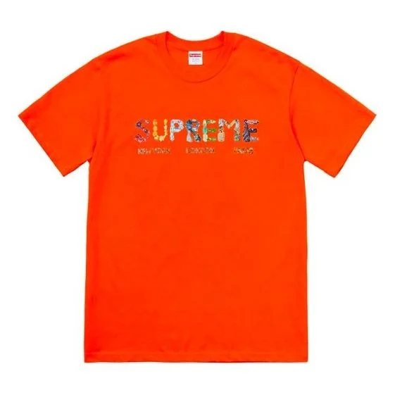 대 SS18 바위 티 오렌지 알파벳 로고 짧은 소매 Unisex SUP-SS18-481 - 1