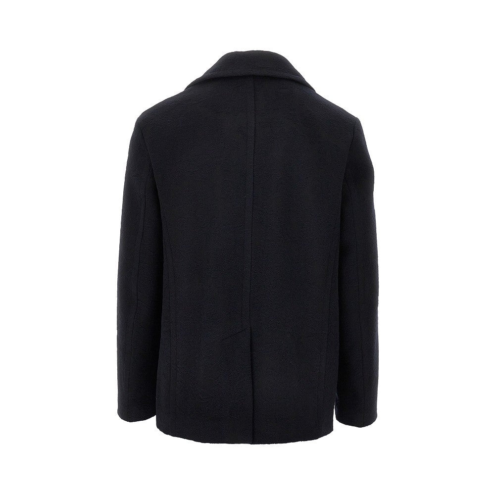 JACQUARD WOOL DOUBLE-BREASTED PEACOAT - 3