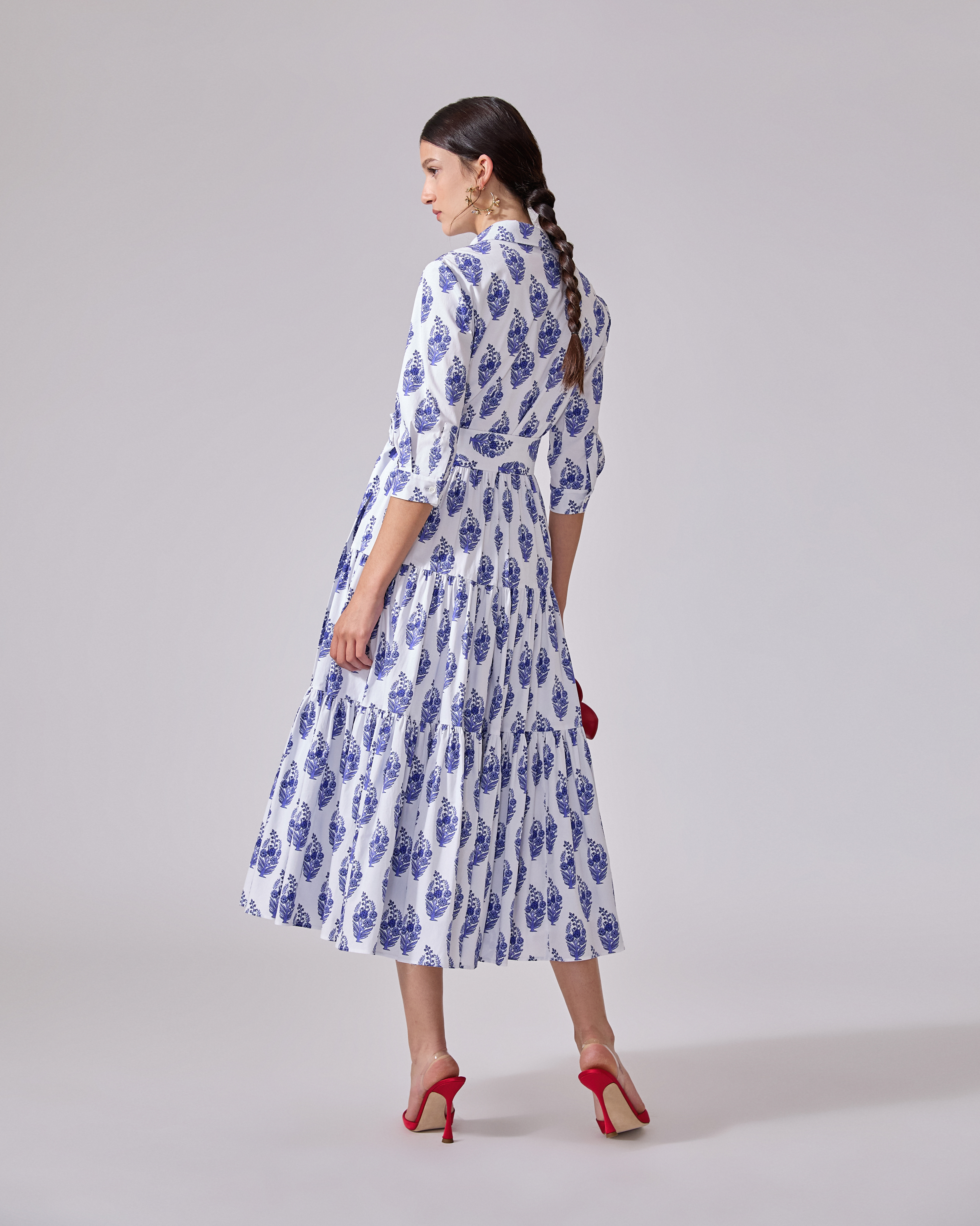 Floral-Block-Print Shirt Dress - 3