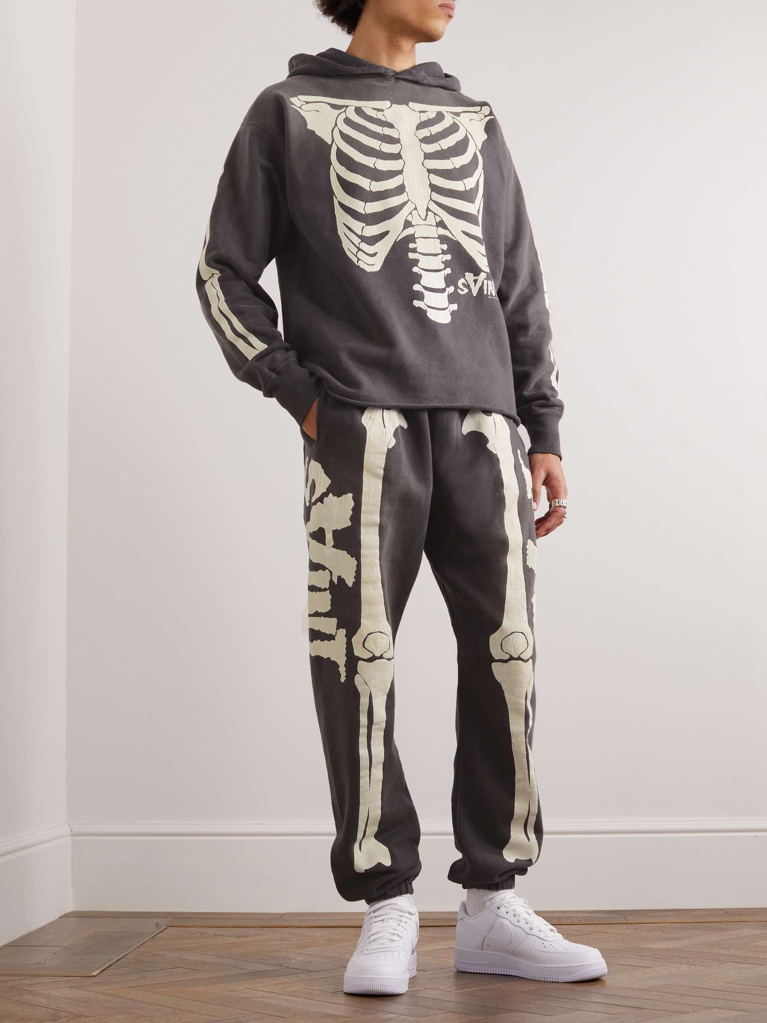 Tapered Distressed Printed Cotton-Jersey Sweatpants - 2