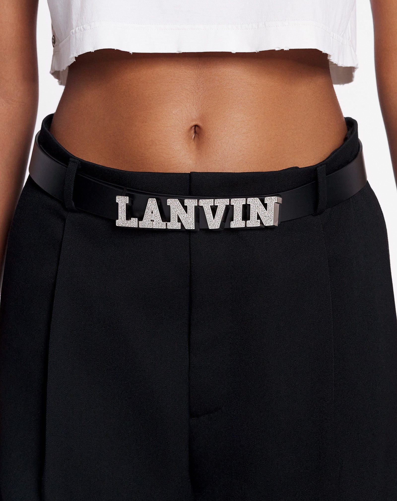 LANVIN X FUTURE LEATHER BELT WITH RHINESTONES - 2