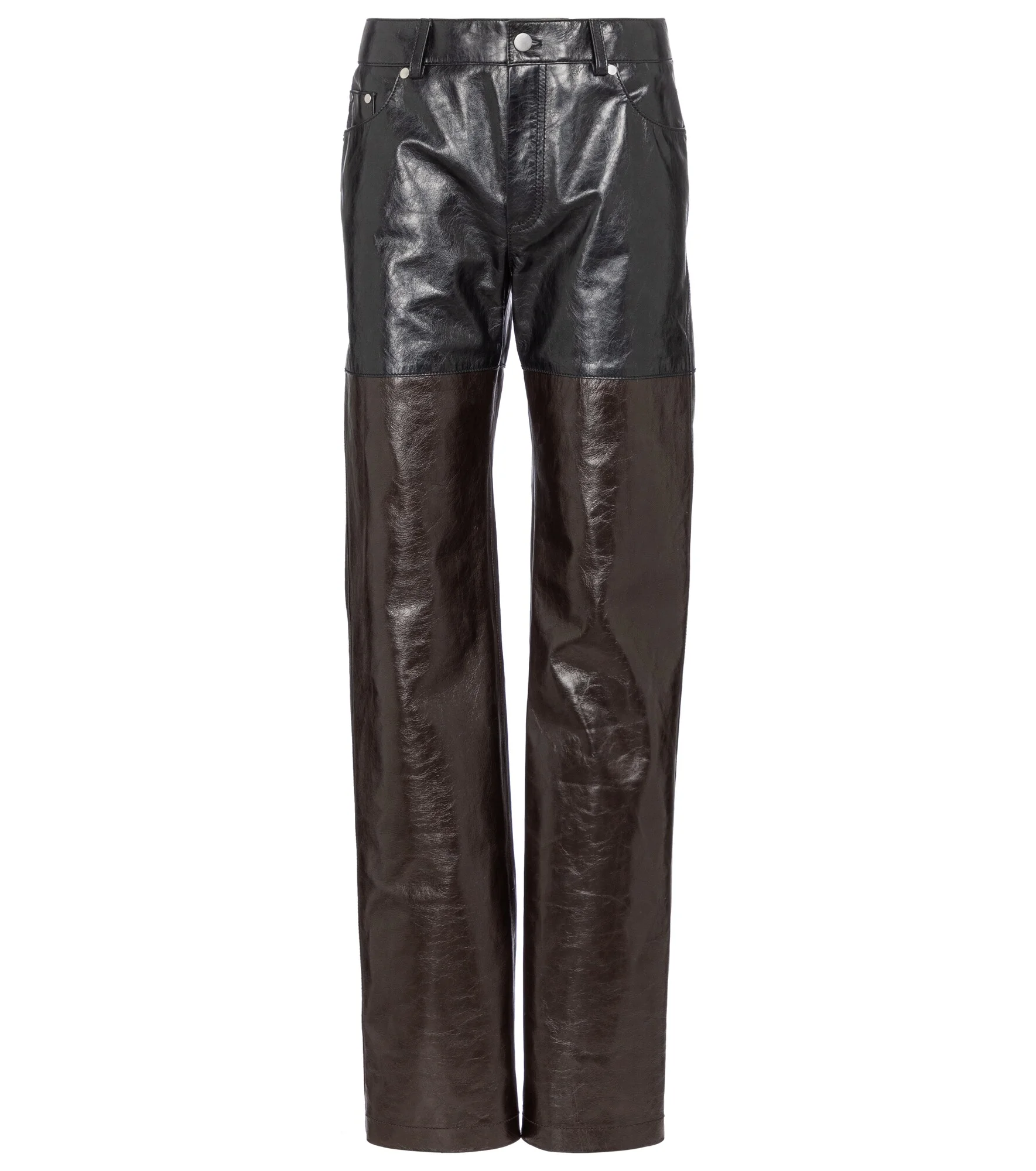 High-rise straight leather pants - 1