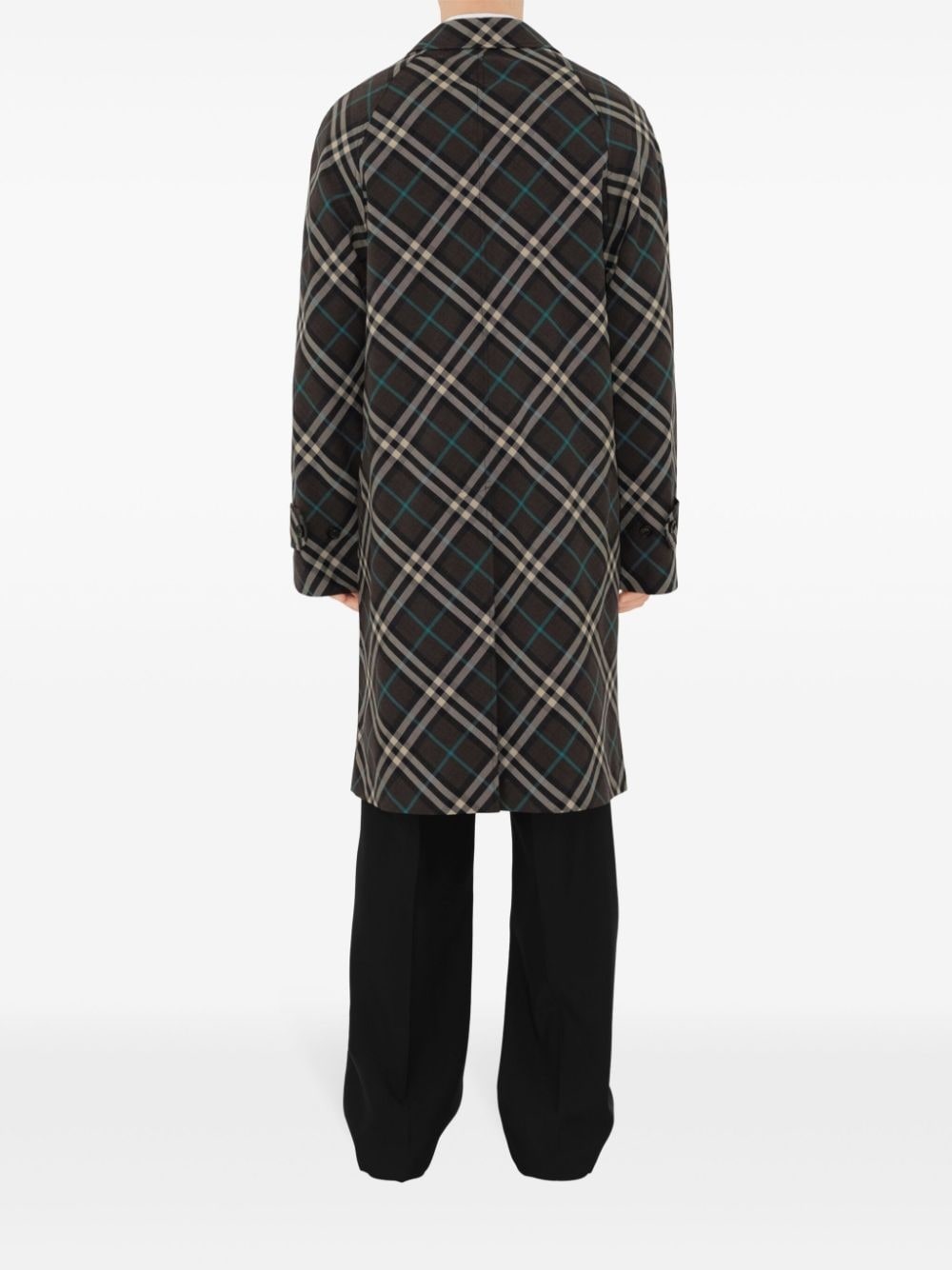 Mid-Length Check Trench Coat - 4