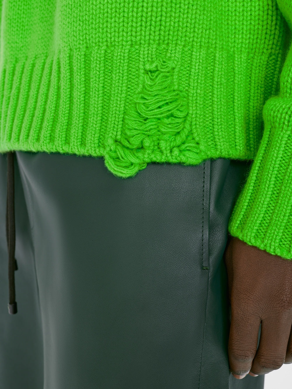 Destroyed Cashmere Sweater in Neon Green - 4